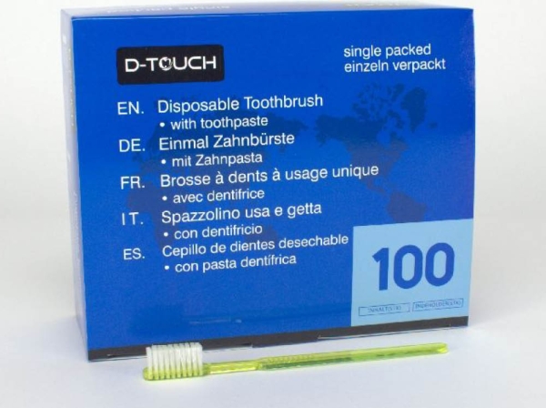 d-touch jednorazowe szczoteczki do zebów zólte 100